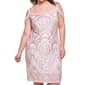Juniors Plus Jump Off The Shoulder Glitter Medallion Midi Dress - image 3