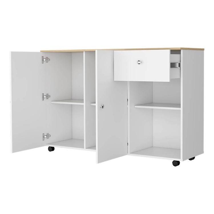 FM FURNITURE Chico White Kitchen Island