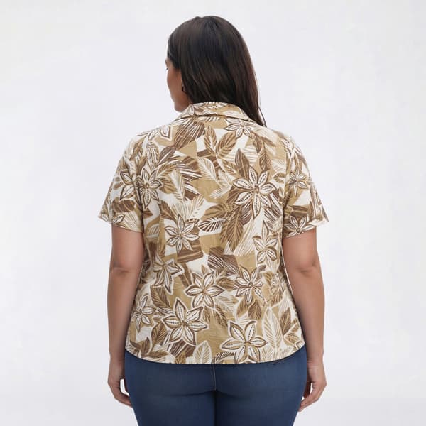 Plus Size Emily Daniels Jacquard Tropical Floral Blouse