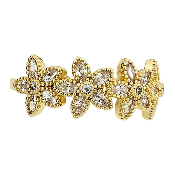 Ashley Cooper&#40;tm&#41; Gold Flower Wrap Band Ring w/ CZ Pave - image 