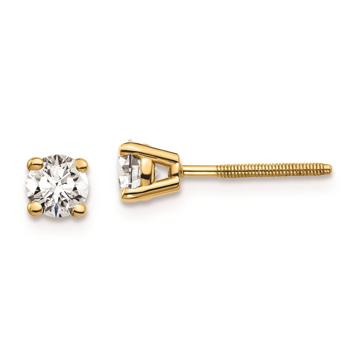 Pure Fire 14kt Gold 1/2ctw. Certified Diamond Screw Back...