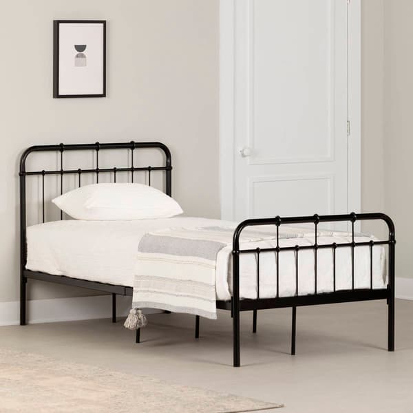 South Shore Vito Pure Black Twin Metal Complete Bed