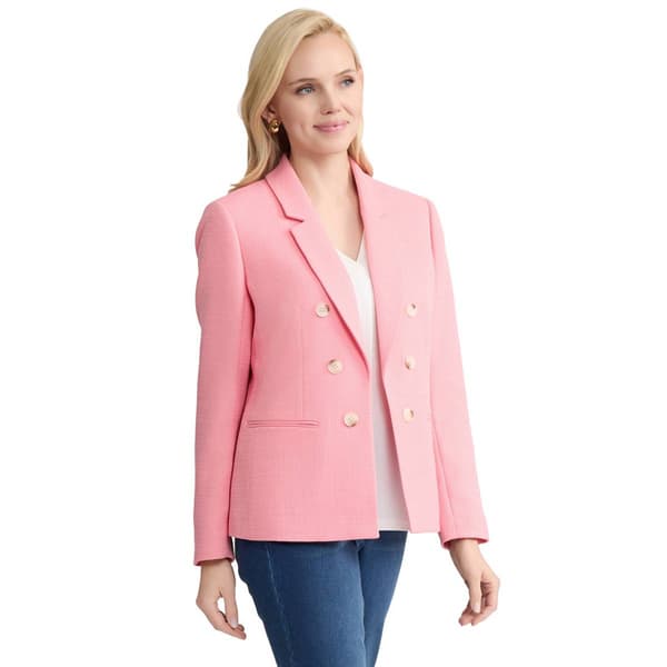 Petite Jones New York Solid Faux Double Breasted Tweed Blazer