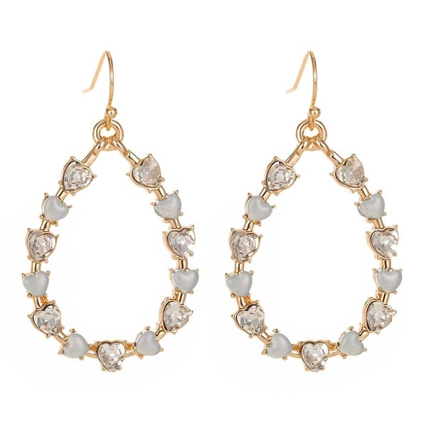 Roman Gold-Tone Open Pear Clear Glass Dangle Earrings - image 