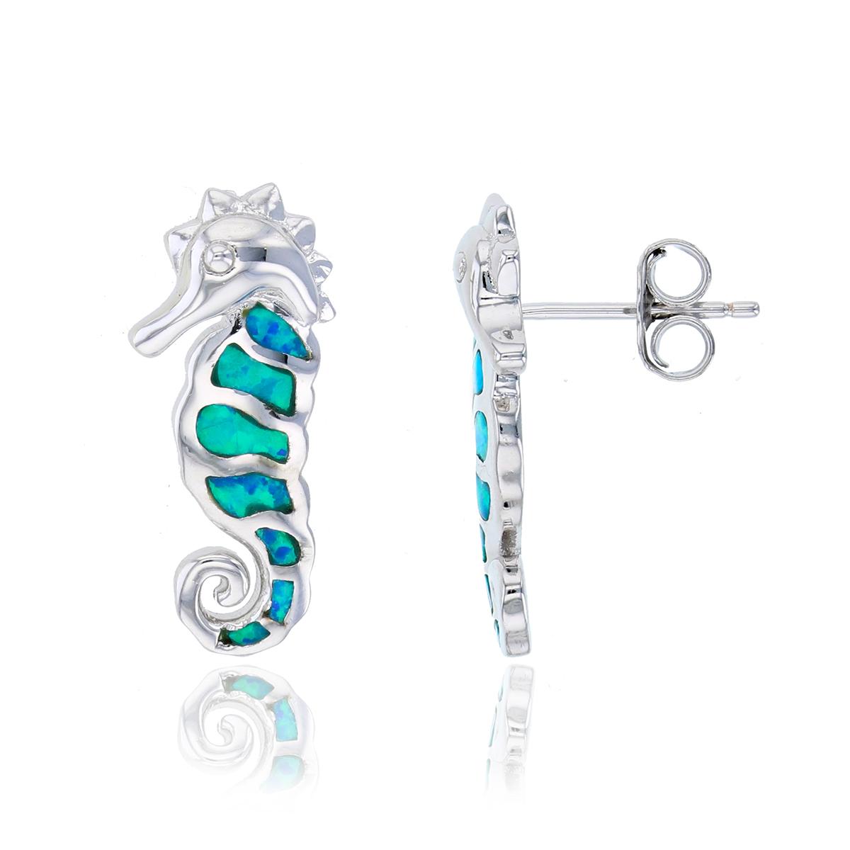 Gemstone Classics™ Created Opal Seahorse Stud Earrings