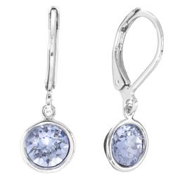 Athra Silver Plated & Purple Crystal Bezel Drop Earrings