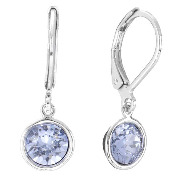 Athra Silver Plated & Purple Crystal Bezel Drop Earrings - image 