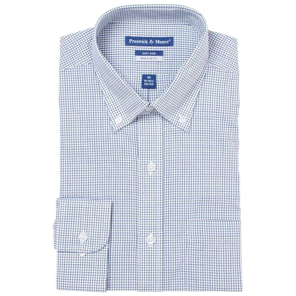 Mens Preswick & Moore&#40;R&#41; Regular Fit Plaid Dress Shirt - Green/Blue - image 