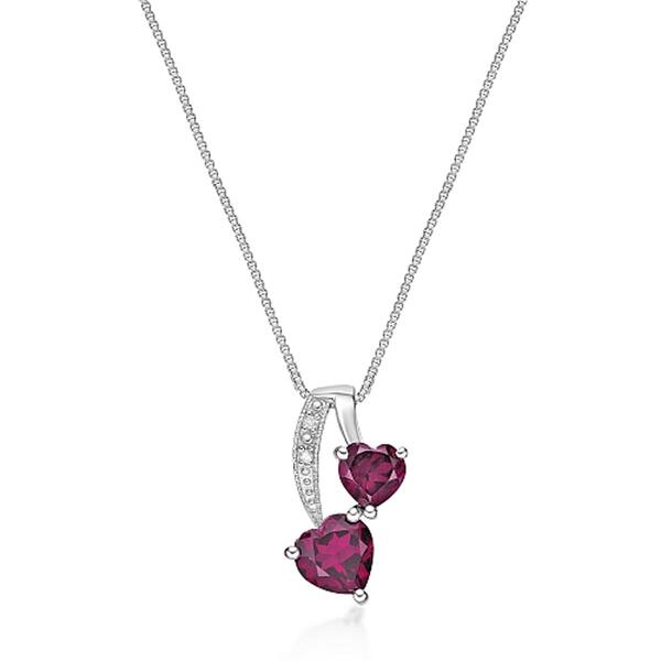 Gemminded Sterling Silver 5mm Double Heart Ruby/Diamond Pendant - image 