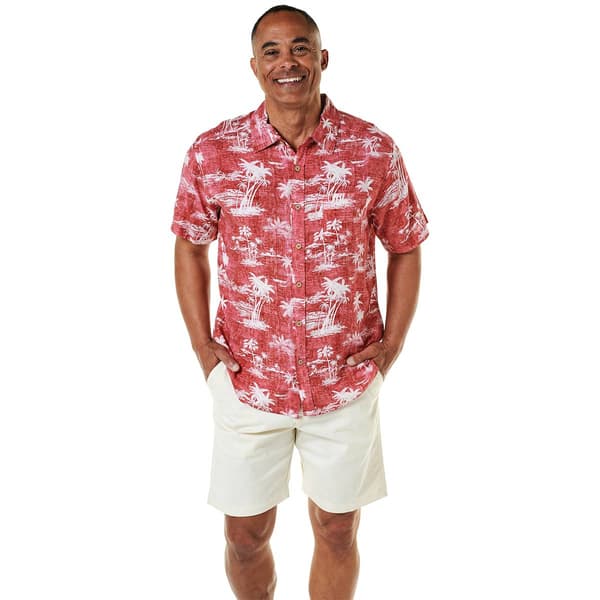 Mens Joe Marlin Palm Trees Button Down Shirt - Drunken Watermelon - image 