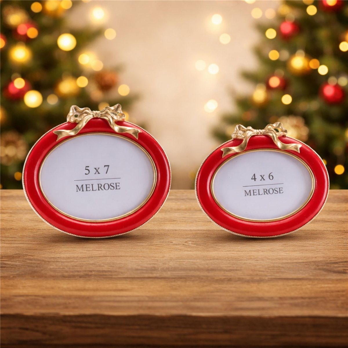 Melrose Red Oval Bow Photo Frames - Set of 2