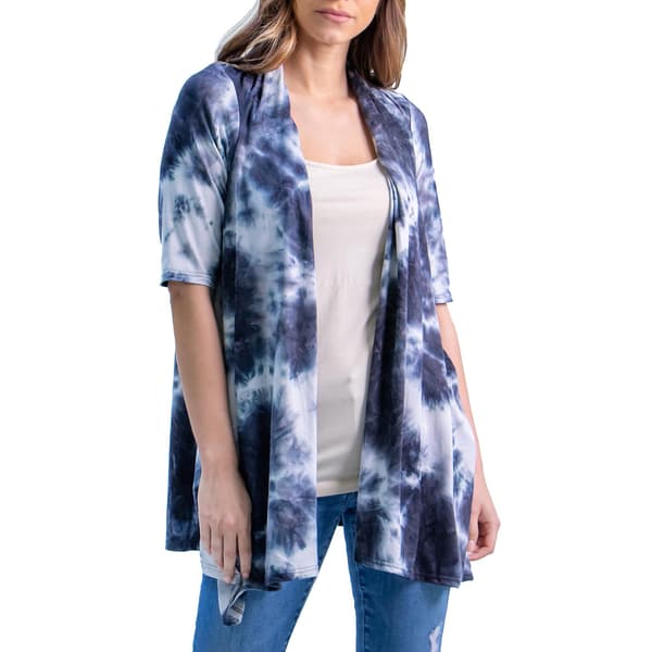 Womens 24/7 Comfort Apparel Tie Dye Open Front Cardigan