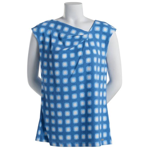 Womens Calvin Klein Cap Sleeve Grid Square Pattern Texture Top - image 
