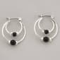 Design Collection Silver Plated Jet Double Hoop Earrings - image 1