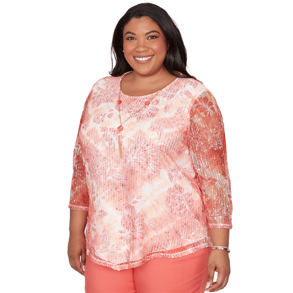 Plus Size Alfred Dunner Resort Living Tie Dye Floral Blouse