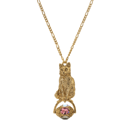 1928 Jewelry 28in. Oval Stone Spinner Cat Necklace