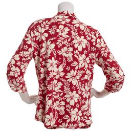Womens Emily Daniels 3/4 Sleeve Floral 2 Pocket Henley Blouse