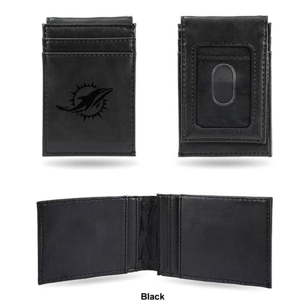 Mens NFL Miami Dolphins Faux Leather Front Pocket Wallet