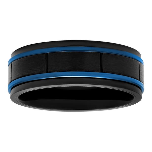 Mens Gentlemens Classics(tm) Blue IP & Brick Design Wedding Band