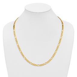 Gold Plated over Sterling Silver Square Figaro Chain Necklace