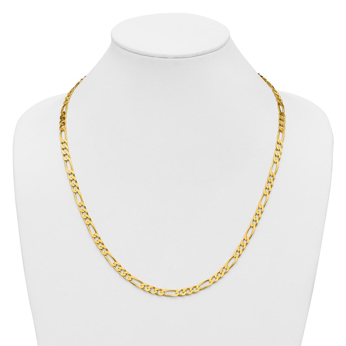 Gold Plated over Sterling Silver Square Figaro Chain Necklace