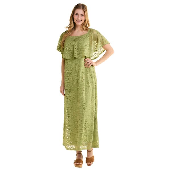 Womens Ellen Weaver On Off Shoulder Floral Lace Maxi Dress