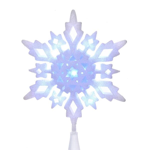 Kurt Adler 10in Cool White LED Glitter Snowflake Treetop