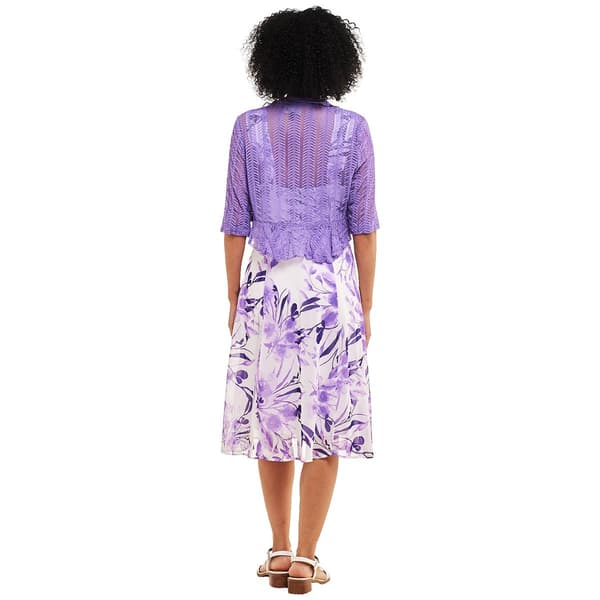 Womens Connected Apparel Crochet Jacket with Floral Dress