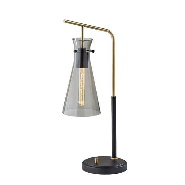 HomeRoots 24in. Black & Gold Metal Desk Lamp with Cone Shade - image 