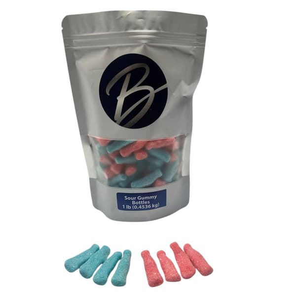 Boscov''s 16oz. Sour Gummy Pink and Blue Bottles - image 