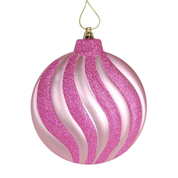 DAK 6pc. Matte Glitter Swirl Shatterproof Disc Ornaments - image 