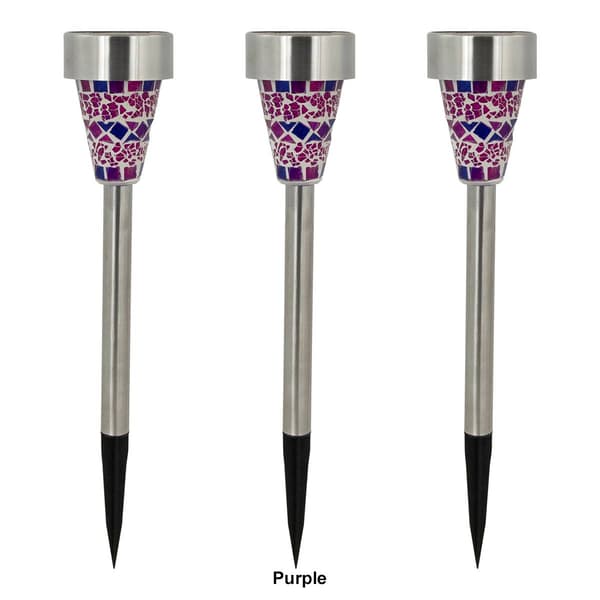 Northlight Seasonal Mosaic Stained LED Pathway Markers - Set of 3