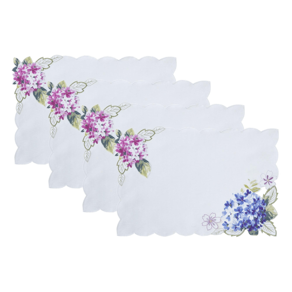 Threadmade Spring Hydrangea Floral Cutwork Placemats - Set of 4 - image 