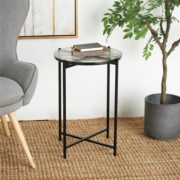 9th & Pike® Contemporary Black Metal Accent Table