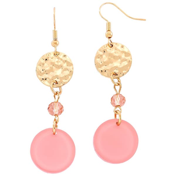Ashley Cooper(tm) Hammered Gold-Tone & Peach Disc Drop Earrings - image 