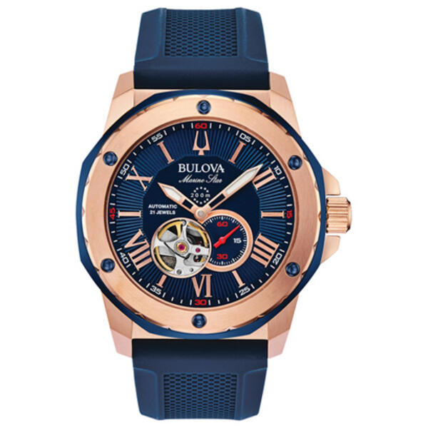 Mens Bulova Marine Star Rose-Gold-Tone Case Watch - 98A227 - image 