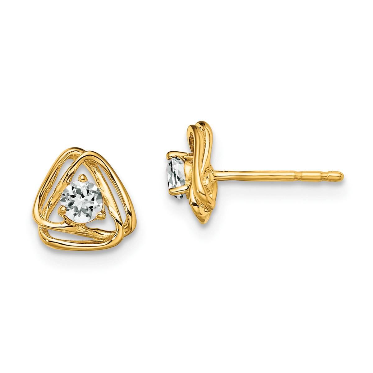 14kt. Yellow Gold White Topaz Stud Earrings