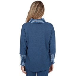 Womens Ruby Rd. Premium Luxe Rib Cowl Neck Fair Isle Sweater