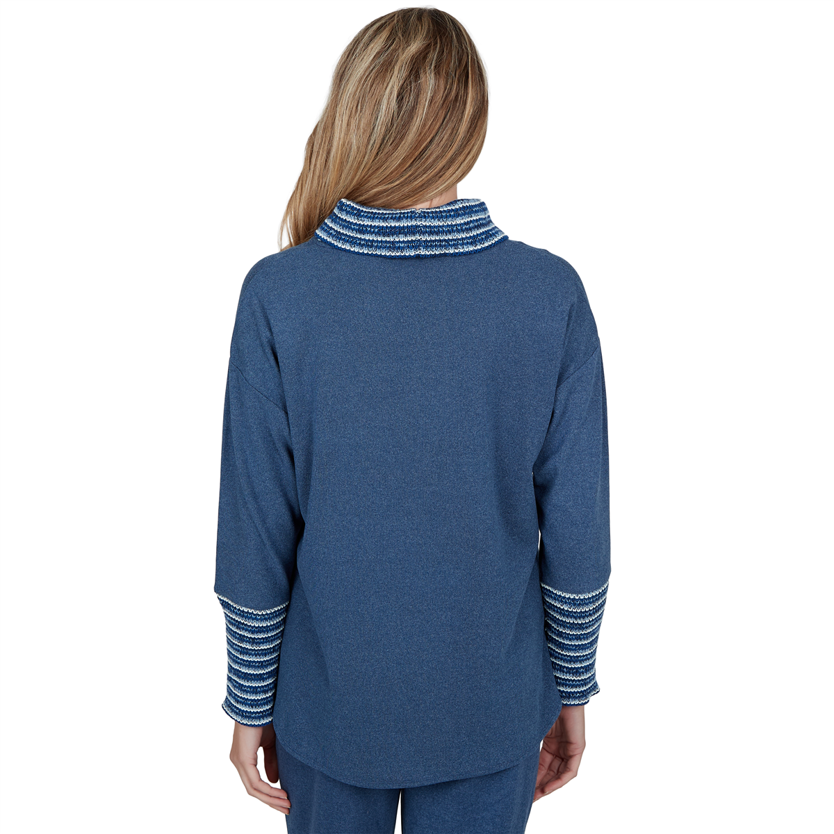 Womens Ruby Rd. Premium Luxe Rib Cowl Neck Fair Isle Sweater