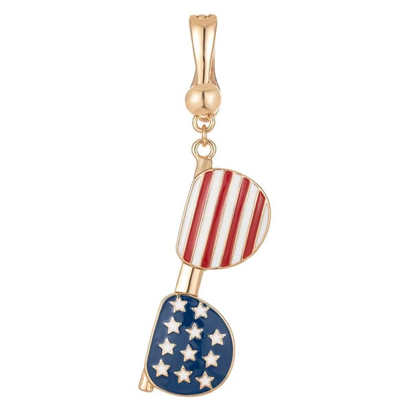 Wearable Art Gold-Tone American Flag Sunglasses Enhancer Pendant - image 