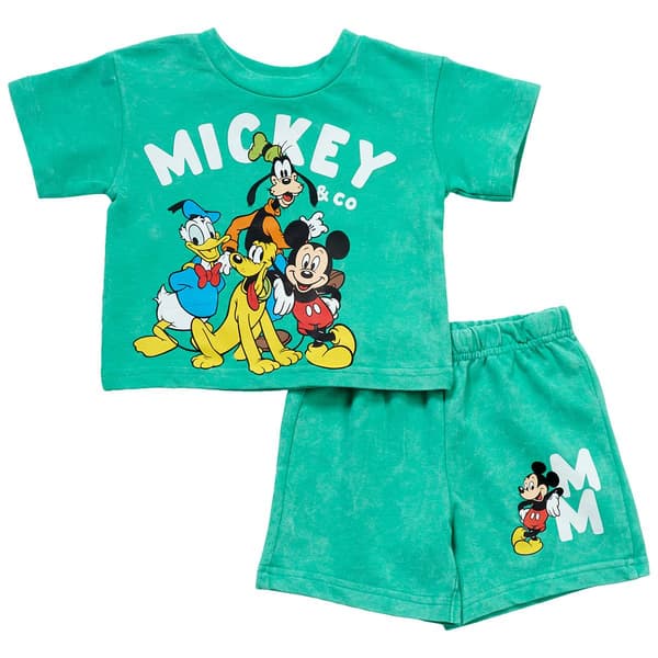 Baby Boy (12-24M) Disney Mickey & Co Faded Tee & Shorts Set