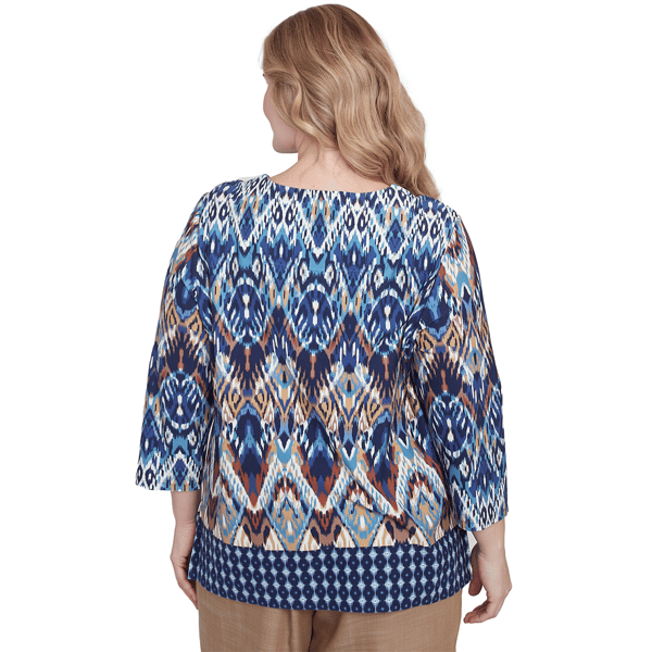 Plus Size Alfred Dunner Summer Solstice Ikat Diamond Blouse
