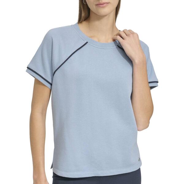 Womens Andrew Marc Sport French Terry Solid Short Sleeve Tee - image 