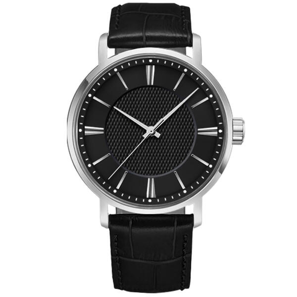 Mens Silver-Tone Black Dial Watch - 50470S-07-G02 - image 
