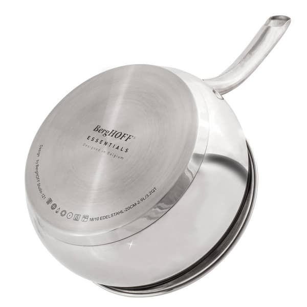 BergHOFF Belly Shape Stainless Steel 8in. Saucepan w/ Glass Lid