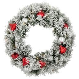 Northlight Seasonal 24in. Pre-Lit Snowy Pine Christmas Wreath