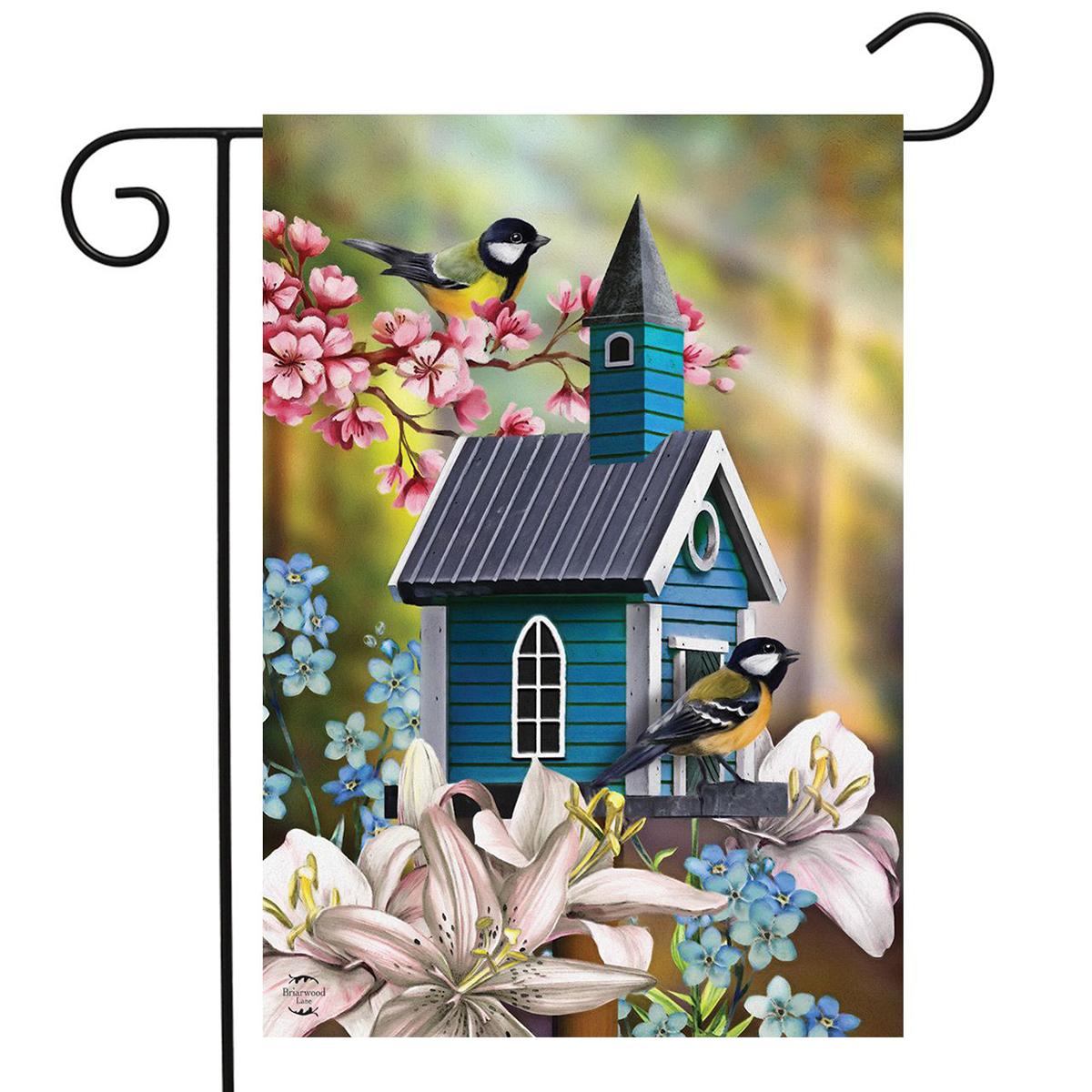 Peaceful Birdhouse Garden Flag