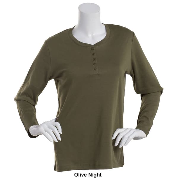 Womens Hasting &amp; Smith Long Sleeve Solid Henley Top