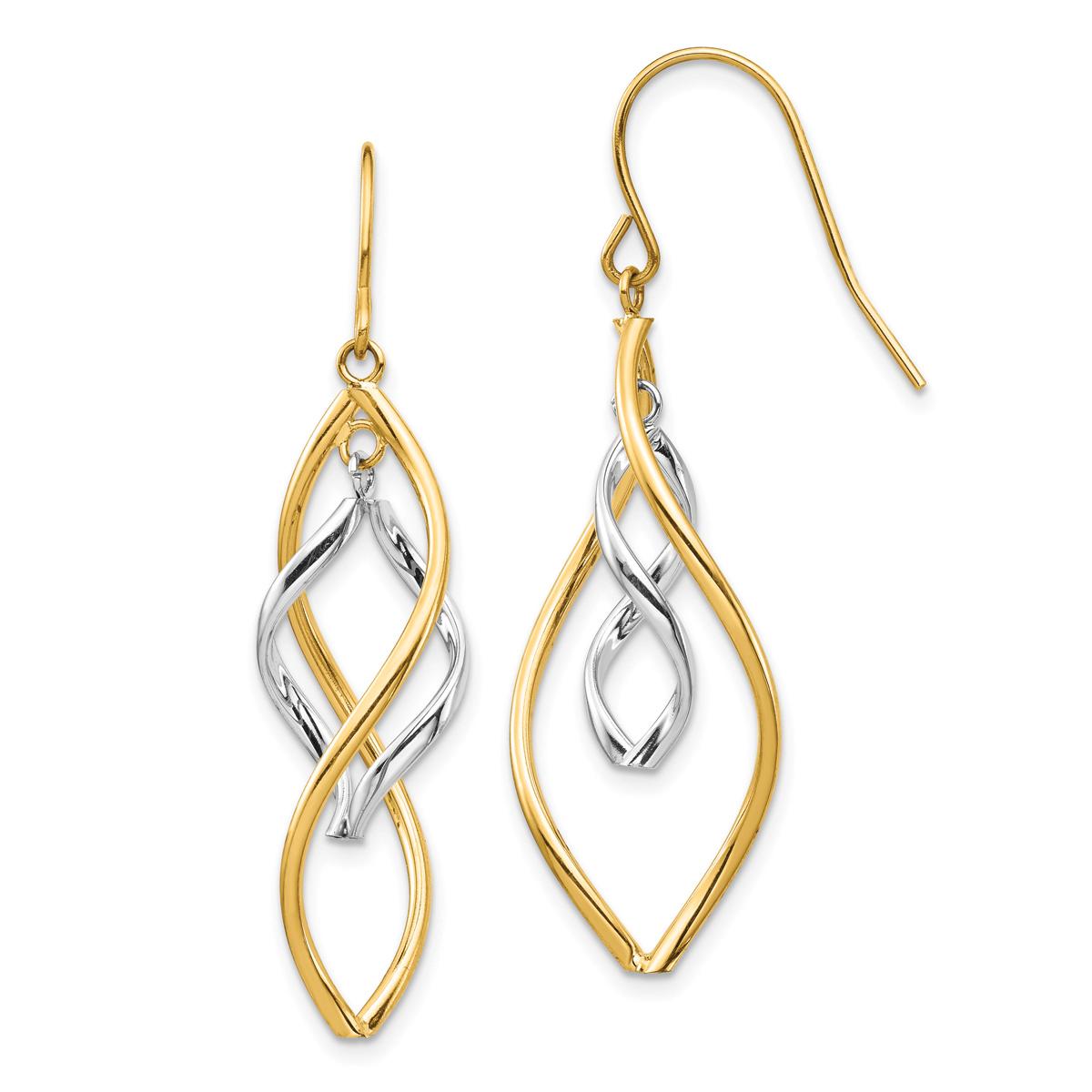 Gold Classics™ 14kt. Two-Tone Fancy Twist Dangle Earrings