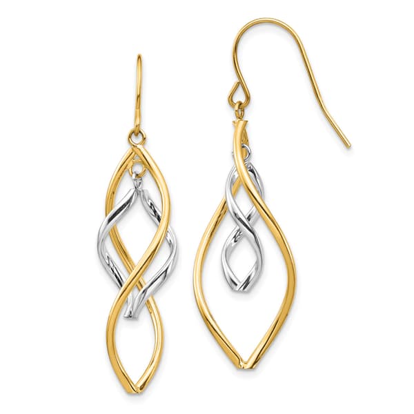 Gold Classics(tm) 14kt. Two-Tone Fancy Twist Dangle Earrings - image 